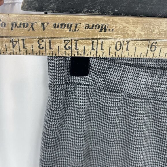 Lazy Sunday Womens Gray Houndstooth Pattern Ruffle Bell Bottom Pull On Pants S - Picture 6 of 9